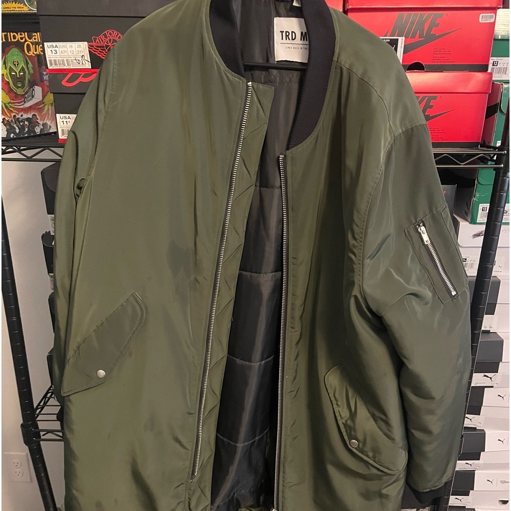 Long gated PILOT jacket military green from H&M size extra-large